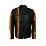 Men's yellow and black cafe racer leather jacket in USA