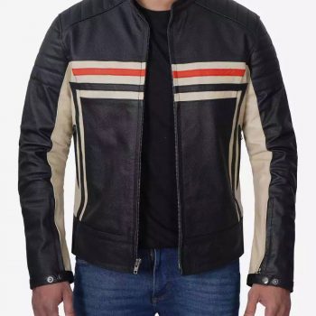 Black and White cafe racer Jacket