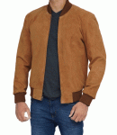 Shop Mens Bomber Brown Suede Leather Jacket 1 Adamsville_Camel_Leather_jacket__26586_std