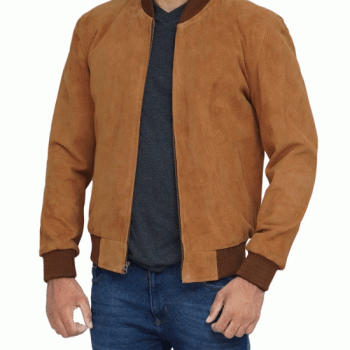 Men's bomber brown suede leather jacket in USA