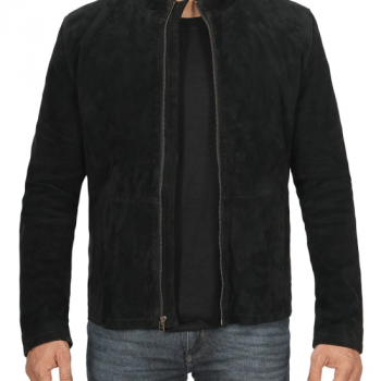 Black suede cafe racer jacket for men in France style