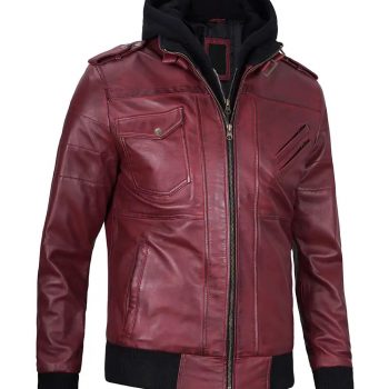 Stylish maroon leather jacket for men
