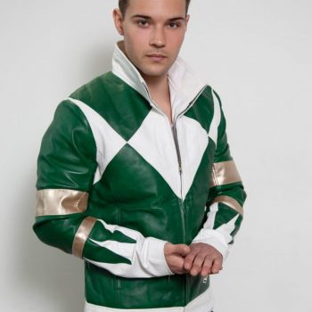 Shop Mens Power Rangers Classic Leather Jacket Green