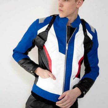 Shop Mens Soldier 76 Blue Leather Jacket