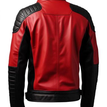 Black and red biker leather jacket