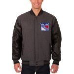 mlb new york rangers wool and leather front hit reversible jacket in USA