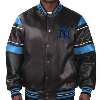 MLB New York Yankees leather jacket featuring iconic team colors in United State Market