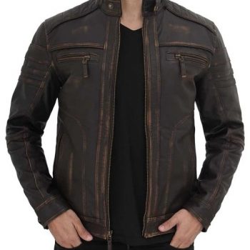 Monroe distressed brown leather jacket in USA