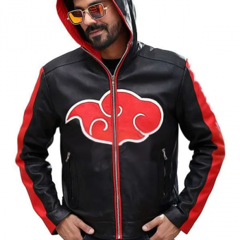 Shop Naruto Akatsuki Hooded Leather Jacket