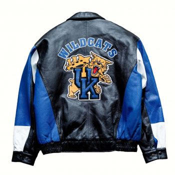 NCCA Kentucky Wildcats Black Blue Leather Jacket in uk