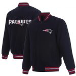 Shop New England Patriots One Color Navy Wool Varsity Jacket