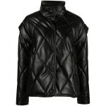New-Women-Black-Puffer-Leather-Jacket