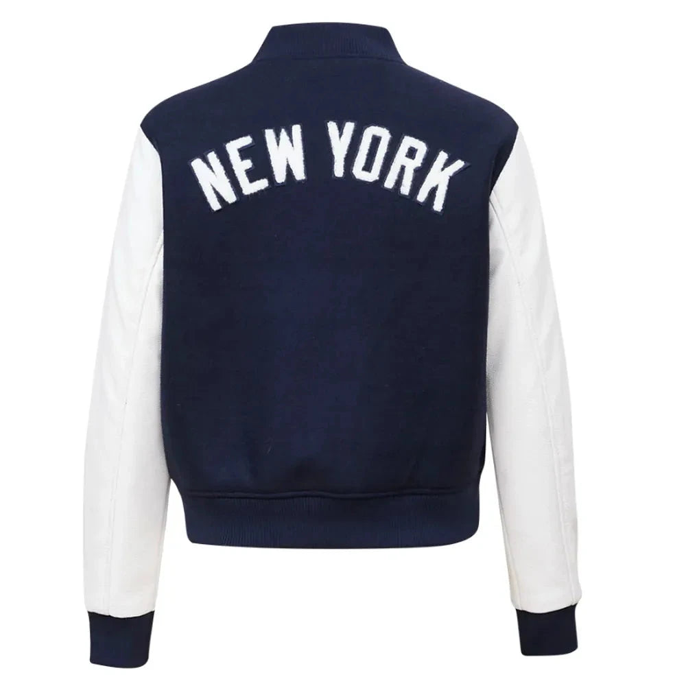 ny-yankees-classic-varsity-navy-and-white-jacket Men's New York Yankees Classic Varsity Jacket in Action in USA