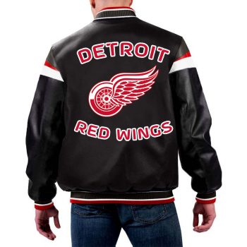 NHL Black Leather Jacket Featuring Detroit Red Wings  in USA