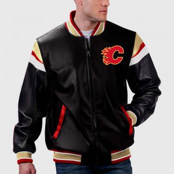 TJS NHL Calgary Flames Leather Jacket in France style