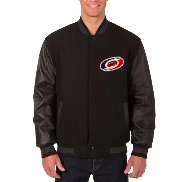 carolina hurricanes black varsity jacket