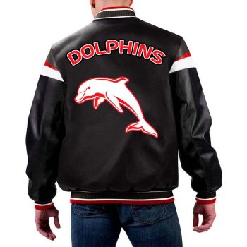 NRL Dolphins Leather Jacket  in France style
