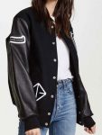 Shop OPENING CEREMONY BLACK LETTERMAN WOMEN JACKET 1 Opening-Ceremony-Black-Bomber-Jacket