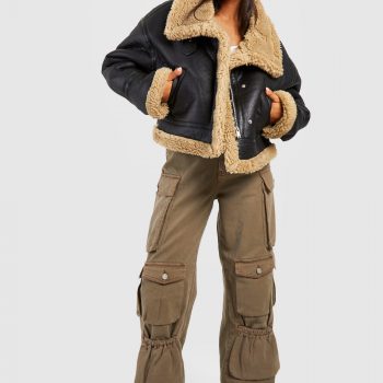 Women's aviator jacket with trim detail in France style