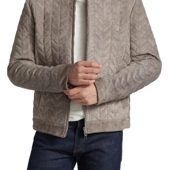 Padded Real Suede Biker Leather Jacket for men