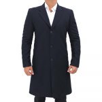 Shop Paul Mens Dark Blue Long Wool Coat 