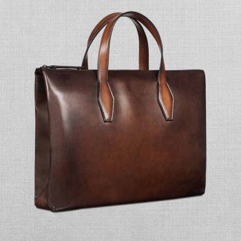 Spacious interior of a leather briefcase in American style