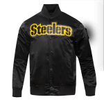 Pittsburgh Steelers Big Logo Black Satin Jacket