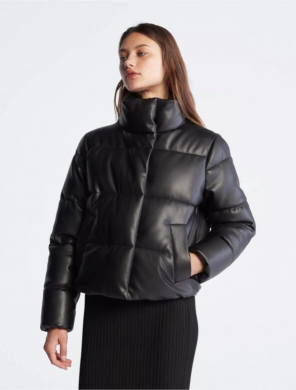 Stylish black puffer coat  in American style