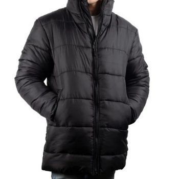 Black down puffer jacket for men in France style