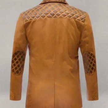 Stylish Harper Leather Blazer in Burnt Mustard in USA market