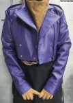 Women’s Purple Cropped Leather Motorcycle Bolero Shrug Jacket in USA