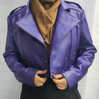 Stylish Women’s Purple Cropped Leather Bolero Shrug for Bikers in American Market