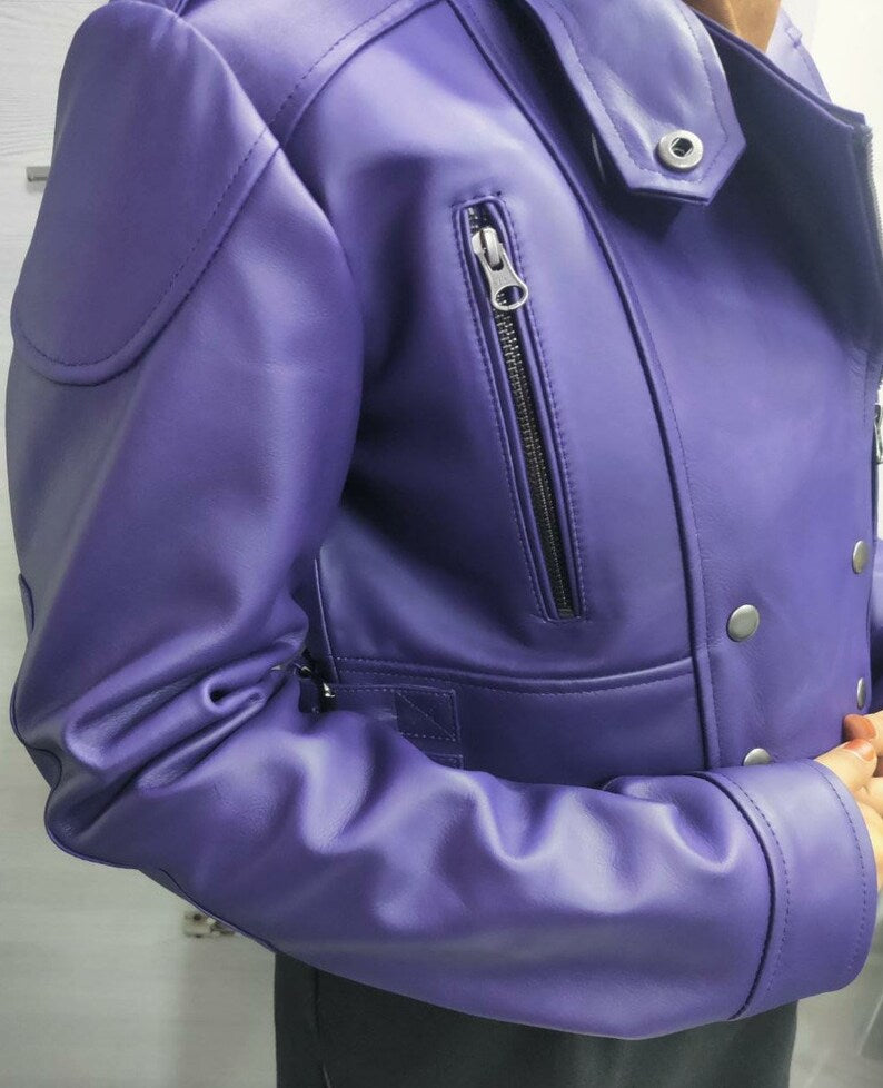 il_794xN.4381653889_dth8 Chic Women’s Purple Cropped Bolero Shrug Leather Jacket in France Style
