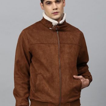 Real Brown Suede Windbreaker for men