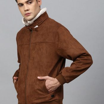 Real Brown Suede Windbreaker Padded for men in USA