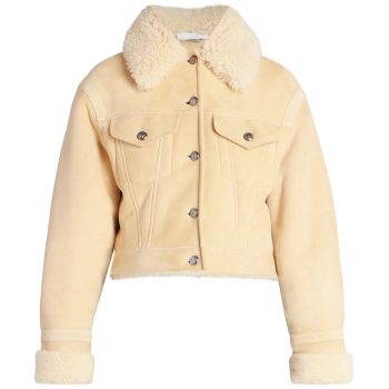 Real Suede Cropped Shearling Jacket For Women