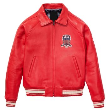 Shop Red Avirex Icon Leather Jacket
