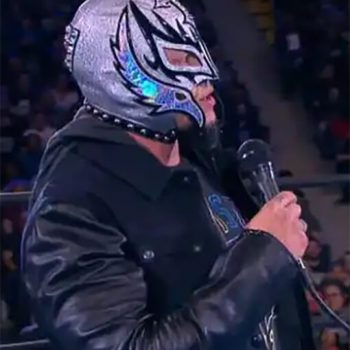 Black leather WWE jacket inspired by Rey Mysterio