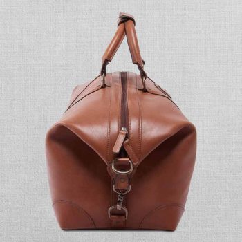Vintage-inspired leather duffle for travel or everyday use in UK