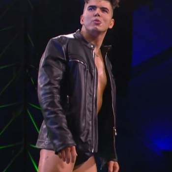 Black leather wrestling jacket