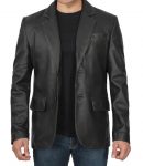 Shop Samuel Black Two Button Mens Leather Blazer 1 Real_Lambskin_Black_Blazer__74128_std
