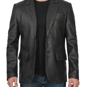 Samuel Black men's leather blazer in USA