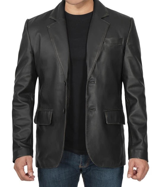 Real_Lambskin_Black_Blazer__74128_std Samuel Black men's leather blazer in USA