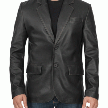 Two-button leather blazer for men in France style