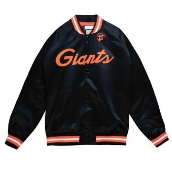San Francisco Giants black satin jacket with orange rib in USA