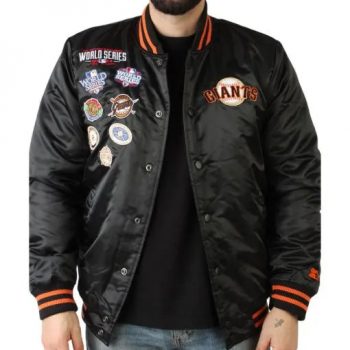 San Francisco Giants champions patches jacket black satin