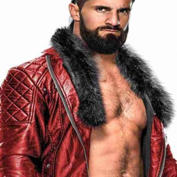 WWE Seth Rollins stylish red quilted leather jacket in American style