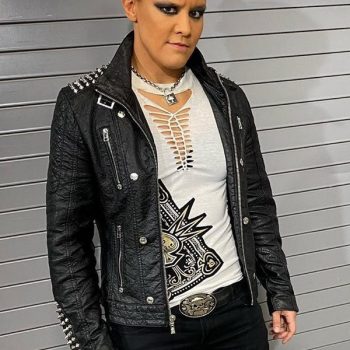 Shop Shayna Andrea Baszler Studded leather Jacket