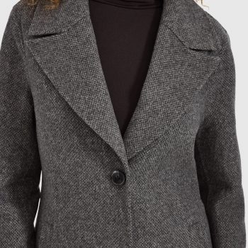 Double faced wool blend coat featuring a single button front in USA