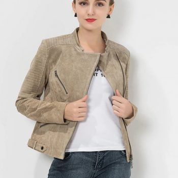 TJS Women’s Slim Fit Leather Jacket